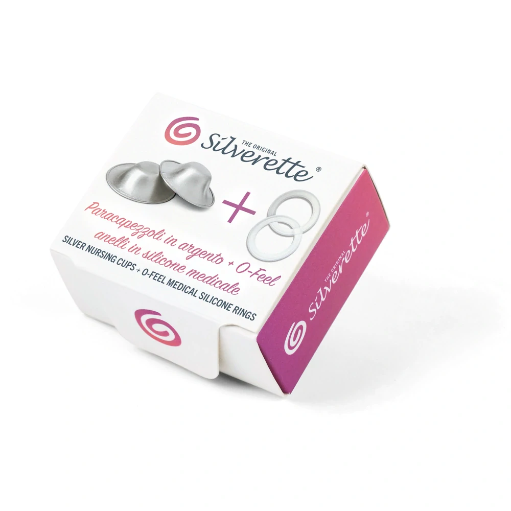 SILVERETTE® stříbrné Léčivé kloboučky - pár vel S + O-Feel™ kroužky